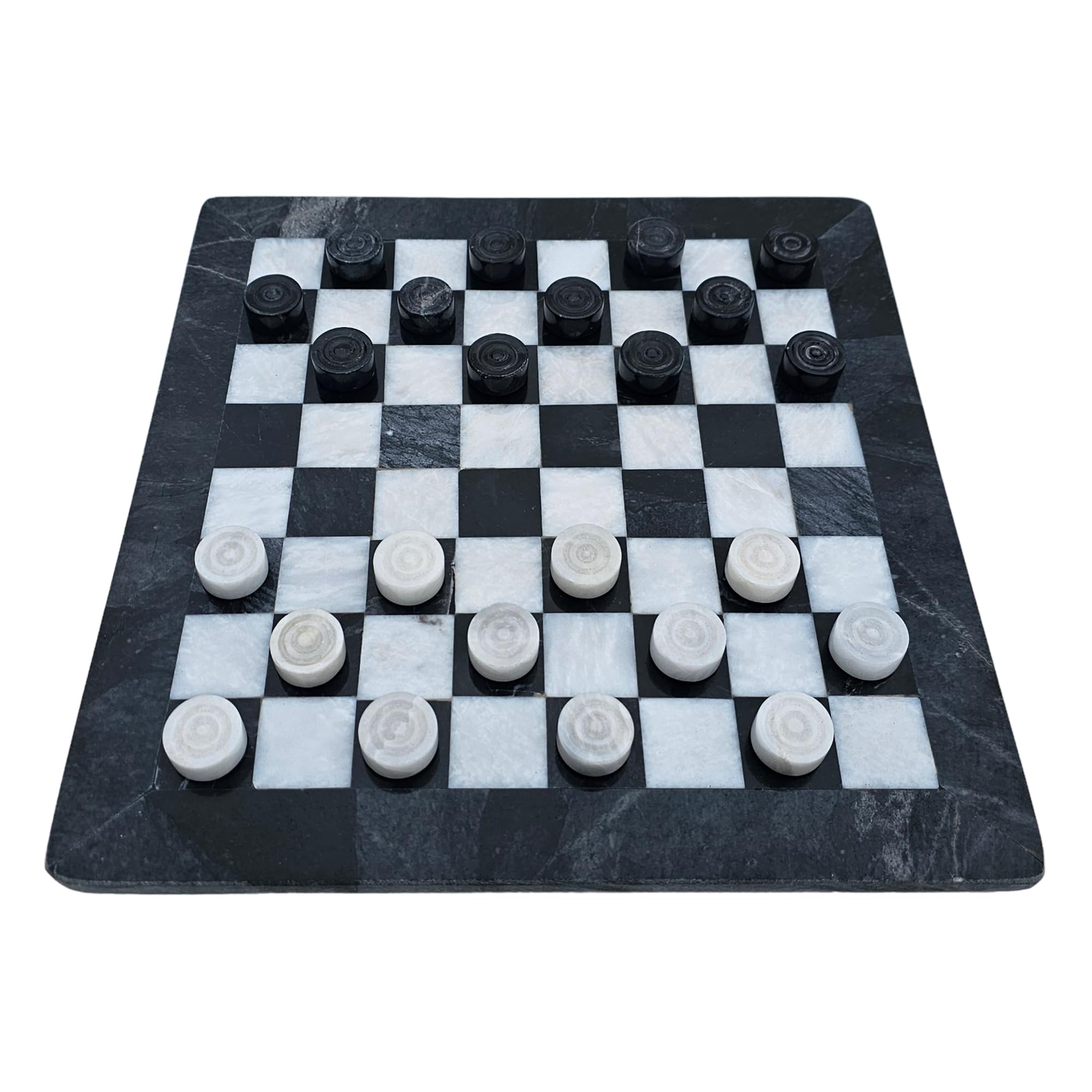 Jeu de 24 pierres pour femme en marbre - 36,5 cm - Avec 24 pierres - Couleur : noir et blanc - Gris - Produit naturel fait à la main - Idée cadeau