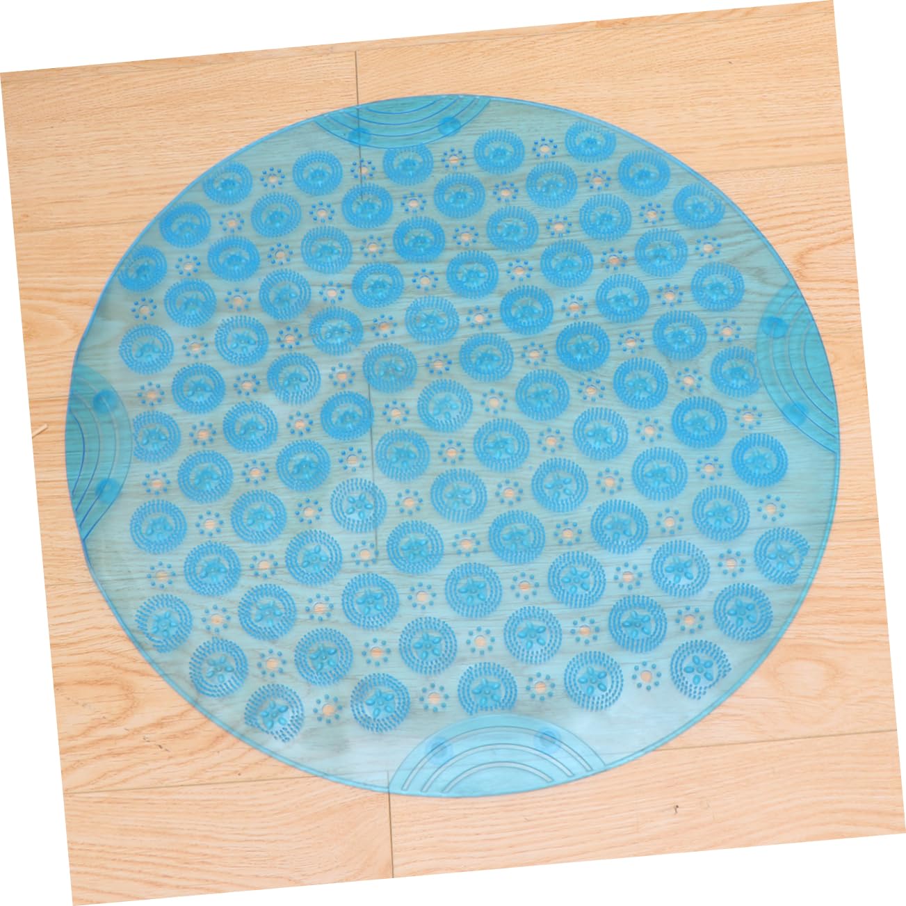 WOONEKY Blau Bodenmatte aus PVC Runde, rutschfeste für Badezimmer und Flur