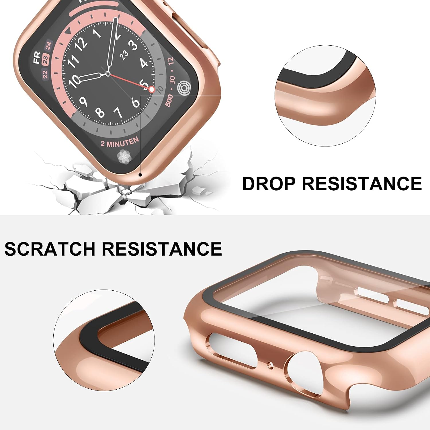 Recoppa for Waterproof Apple Watch Case 44mm Series 6/SE/5/4 with Tempered Glass Screen Protector - Image 4
