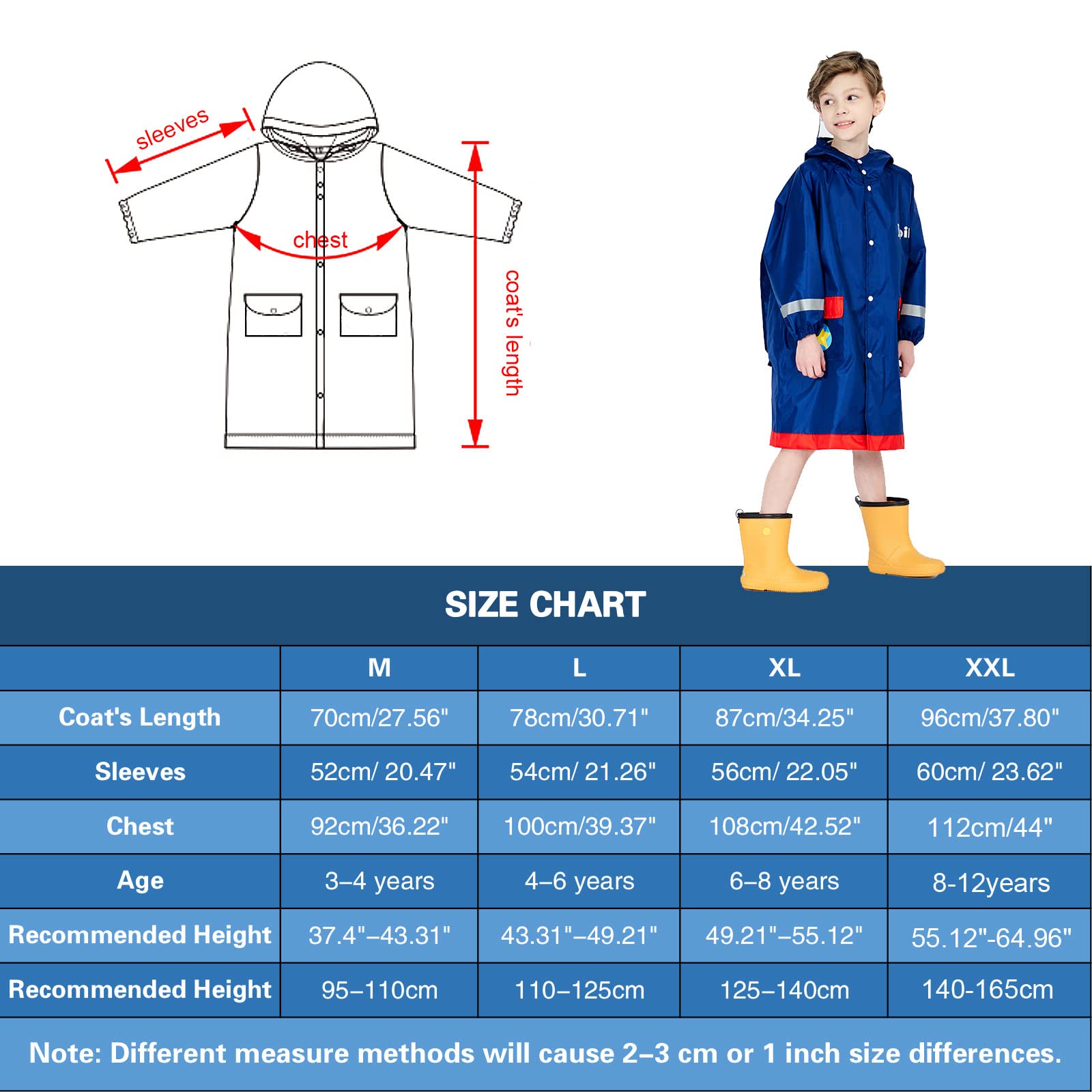 Poncho Pluie á Capuche Enfants Combinaison Imperméable Manteau Cape Vetement Veste Léger Long Réfléchissant Randonnée Running Sport Animal Imprimé Unisexe Filles Garçons 3-12 Ans