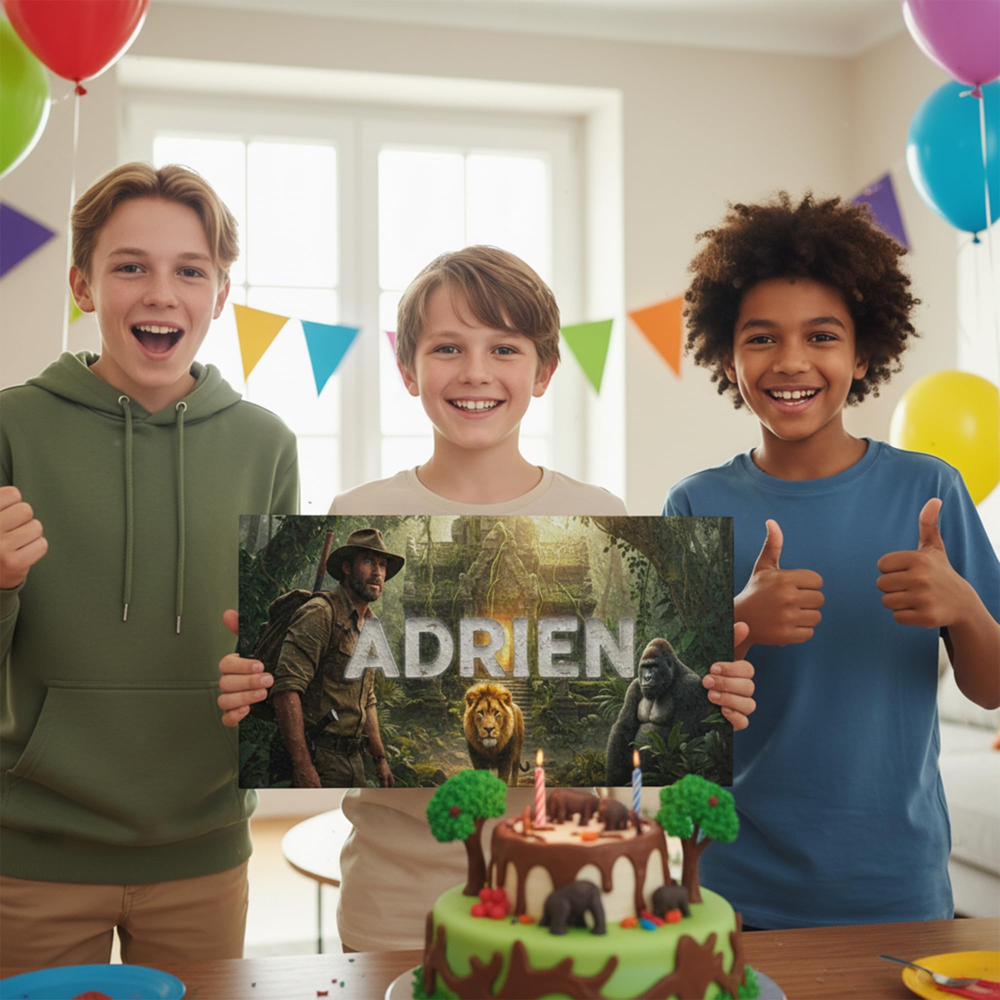 Tableau jungle safari animaux sauvages personnalisé prénom - Cadeau enfant