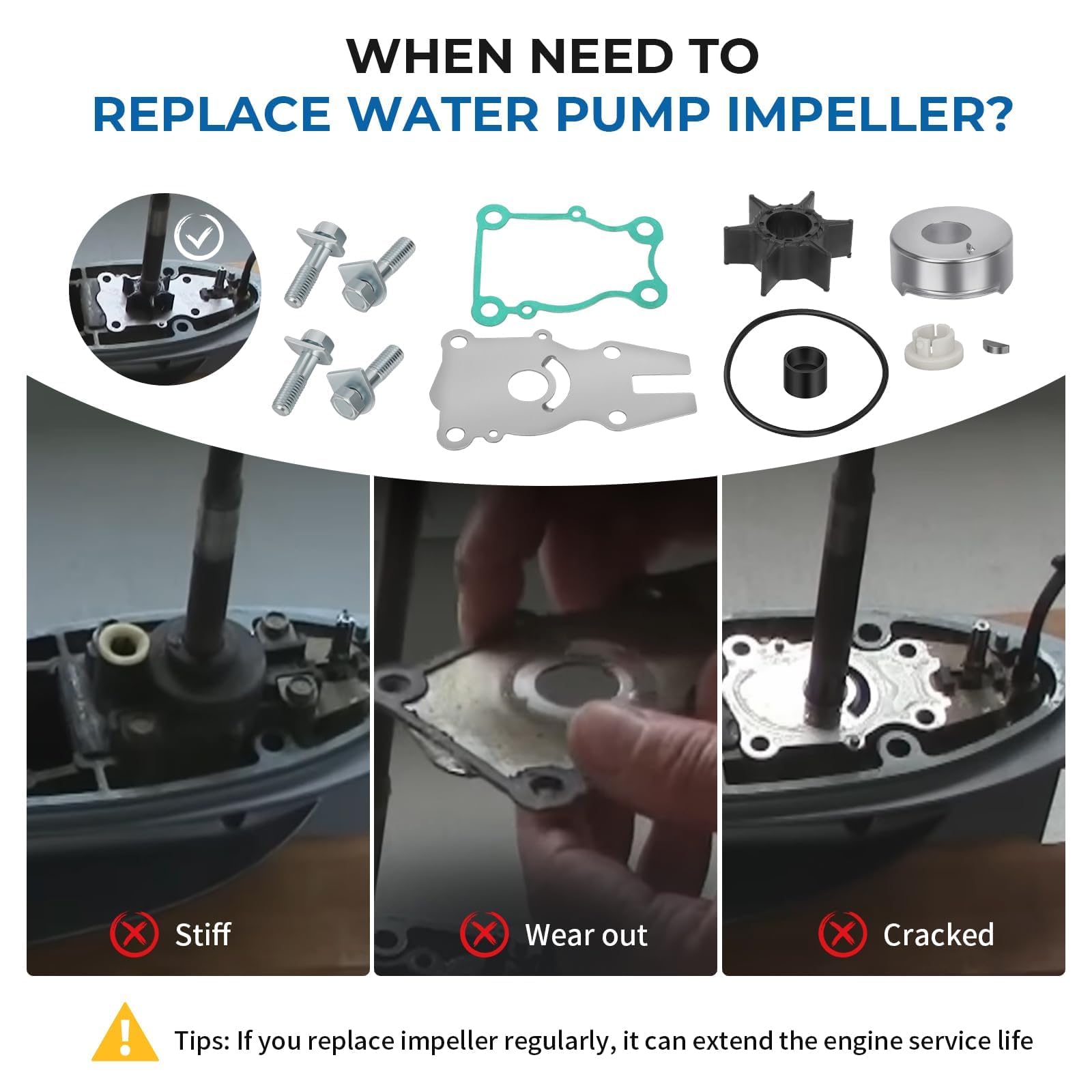 Water Pump Kit For Yamaha 40 50 60 Hp Replaces 63D-44311-00-00 & 63D-W0078-01-00 - Foto 5