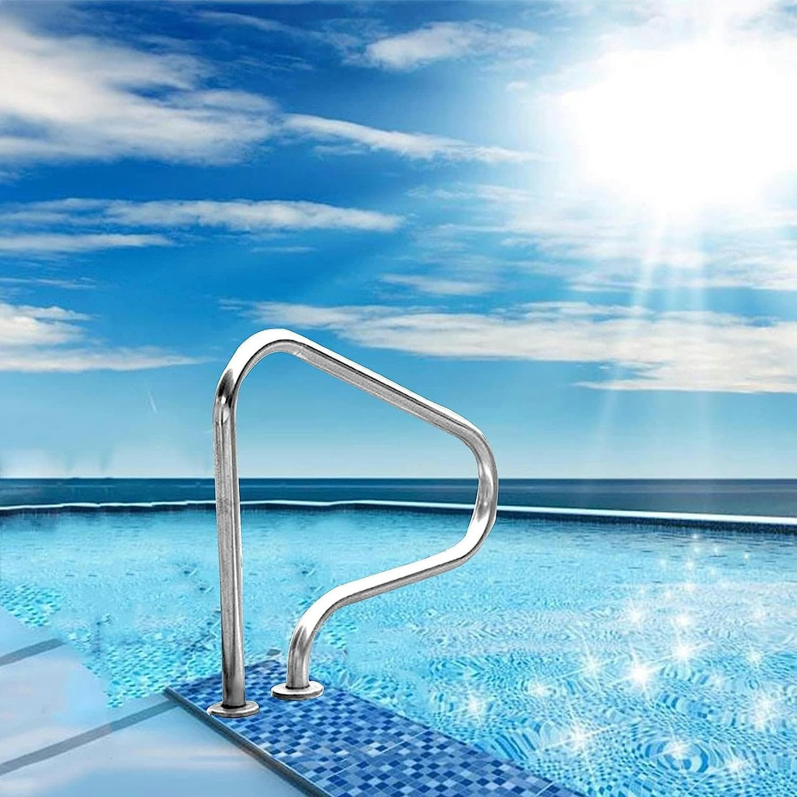 Main courante de piscine creusée balustrade inox 304 antirouille argent