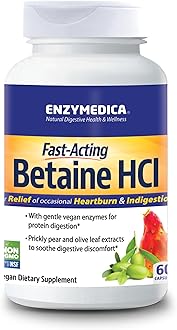 Betaine HCl, Occasional Heartburn and Indigestion Support, 60 Capsules