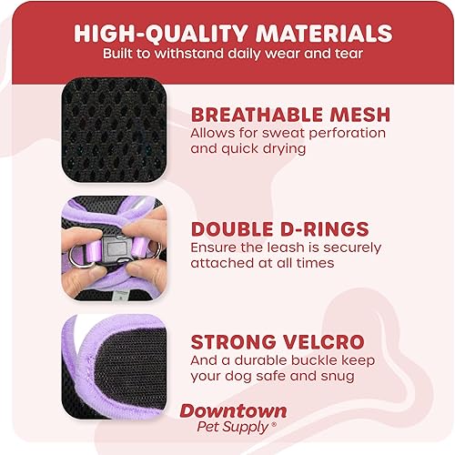 Miniatura 4 de Downtown Pet Supply - Arnés ajustable para perro con chaleco acolchado, fácil de poner en perros pequeños, medianos y grandes (negro con borde