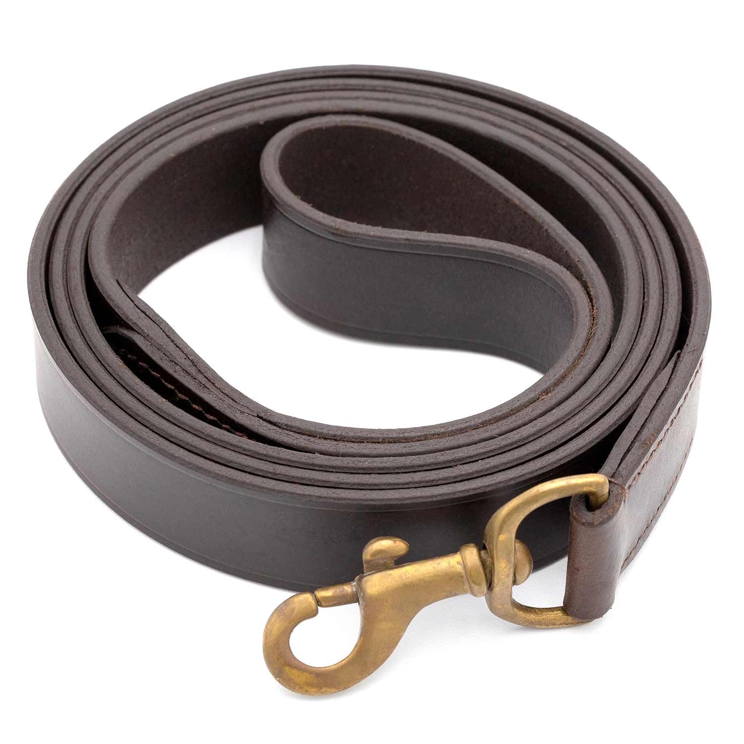 Jeffers Pet Flat Leather Dog Leash with Handle, Long Training Lead with Brass Hardware for Walking, Hiking for Large Dogs, Classic Chestnut Strap - Gifts for Dog Lovers - 1-1/4"W x 6'L