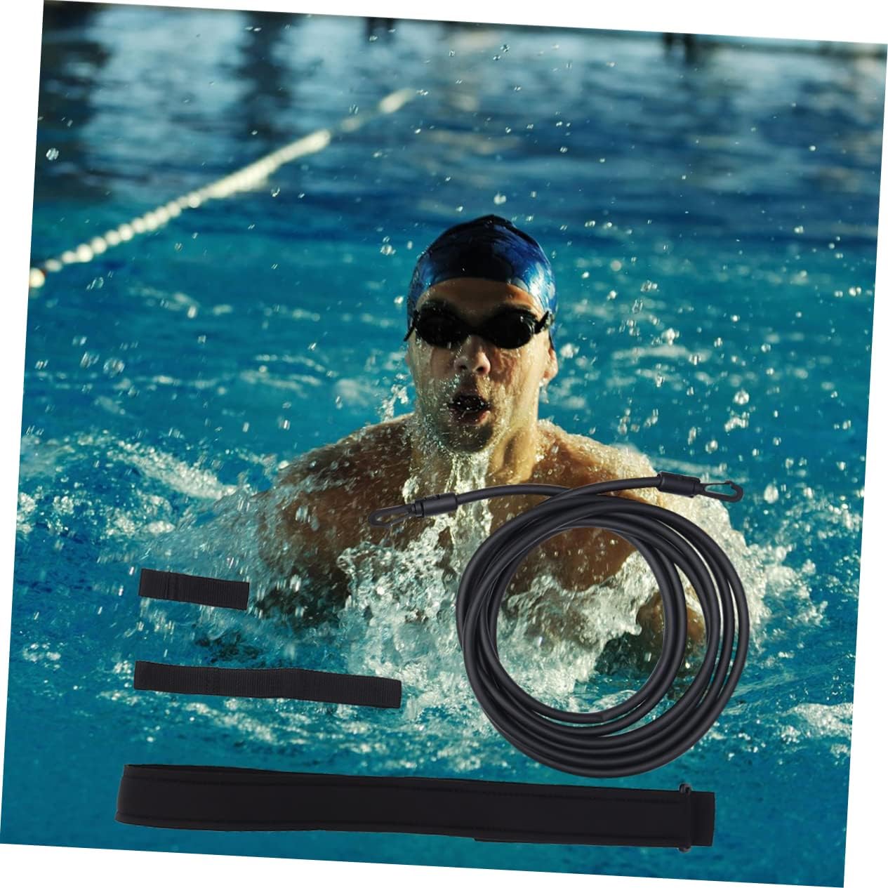 2 Sets Aldult Swim Harness Static Swim Swimming Belts for for Pleasure Swim Resistance Training Swim Resistance Belt Swimming Resistance Belt Suite Seat Belt Black