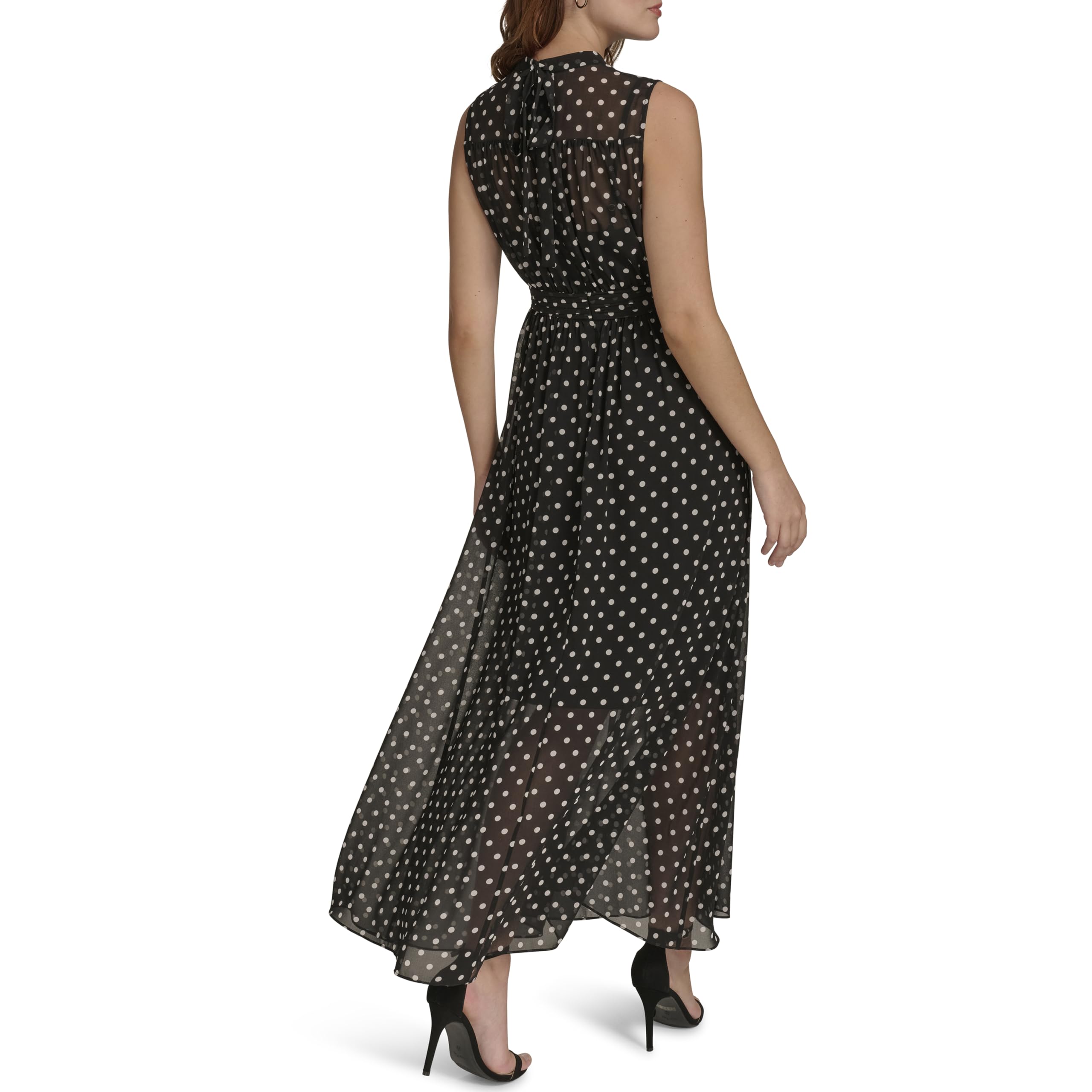 Tommy Hilfiger Flattering Fancy Maxi Sleeveless Dress Vestito, Nero/Avorio, 50 Donna