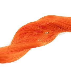 SWACC 12 Pcs Curly Wavy One Color Party Highlights Clip on in Hair Extensions Colored Hair Streak Synthetic Hairpieces (Orange)