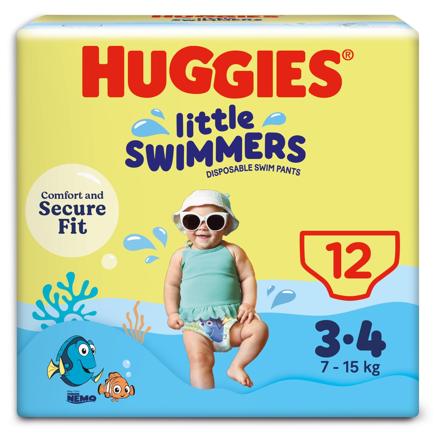 Huggies Little Swimmers Disposable Swim Nappies, Size 3-4 - 12 Pants Total