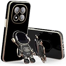 for Xiaomi Redmi Note 14 Pro Plus Case with Cute Astronaut Hidden Stand, Compatible with Redmi Note 14 Pro Plus Phone Case for Women Men Girls Silicone Bumper Cover Black