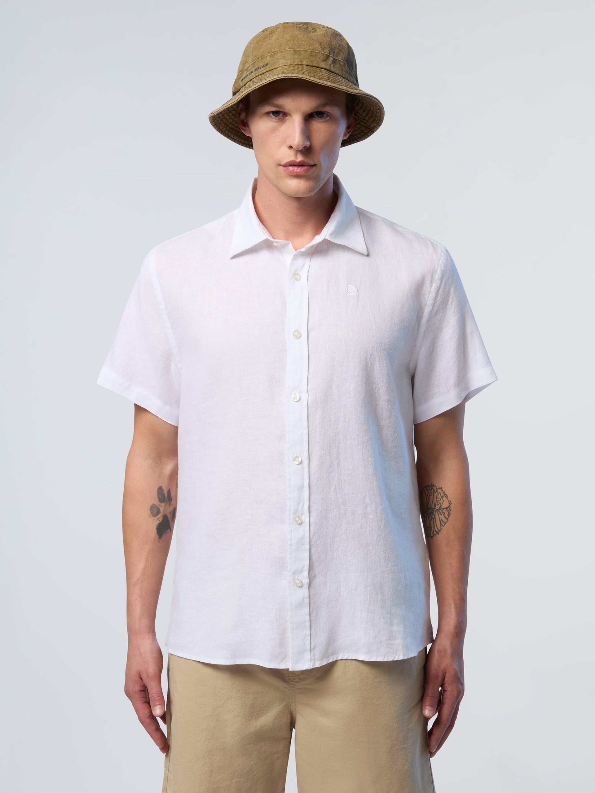 NORTH SAILS Camicia Uomo MC in Lino European Flax™ con Logo Ricamato