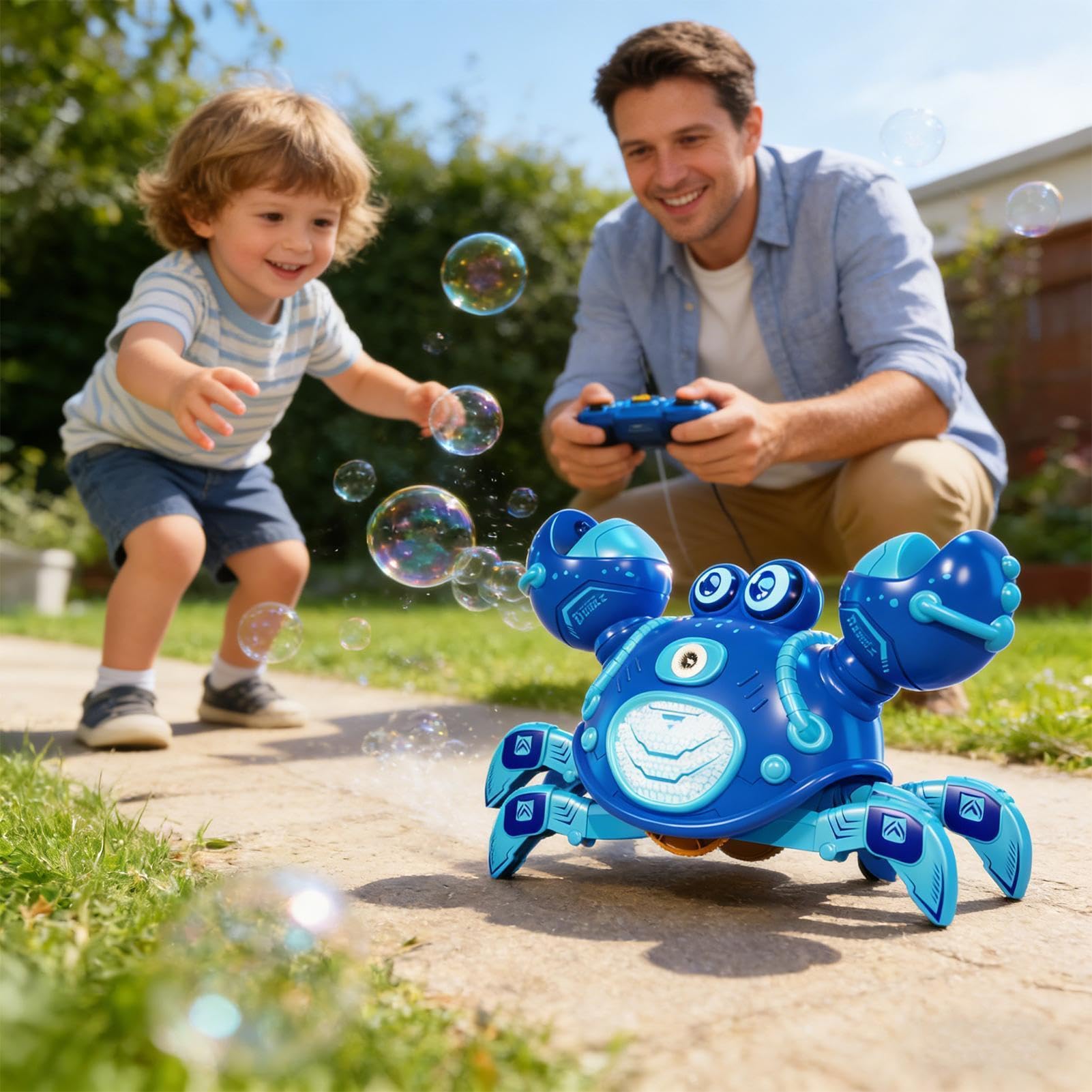 Granchio Camminatore con Musica Elettrico Ricaricabile | Simpatico Generatore di Bolle per Bambini per Regalo Compleanno Festa Bambini Bambine Famiglia Casa Scuola