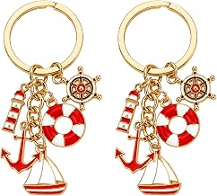 2pcs SchlüSselanhänger Anker, Steuerrad, Steuerräder, Kompass, Segeln, Segelboot, Boot, Schlüsselanhänger Maritim Für Segeln Geschenk