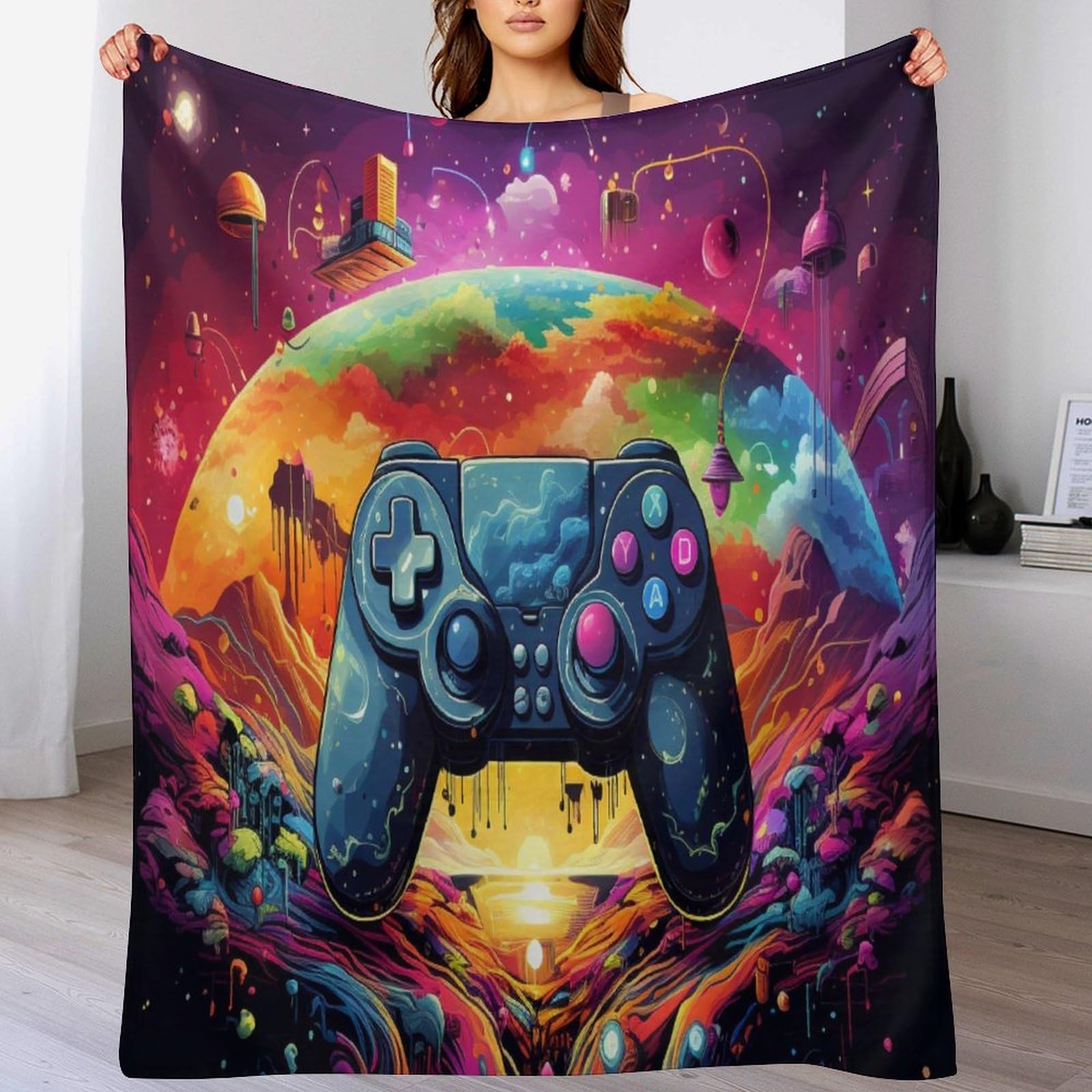 Couverture douce et chaude manette de jeu en flanelle confortable 130x180cm