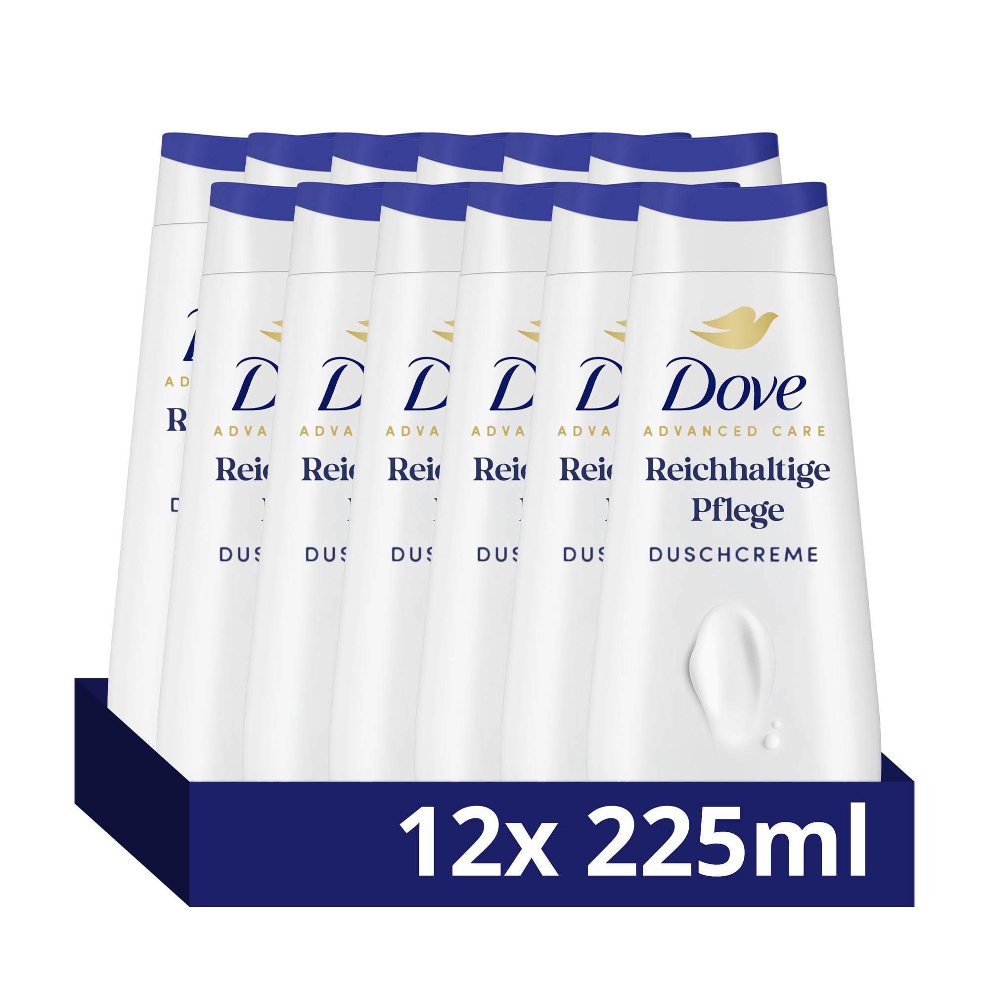 Dove Advanced Care Duschcreme Reichhaltige Pflege für 24 Stunden lotion-zarte Haut direkt aus der Dusche mit Pro-Ceramide Technology 225 ml