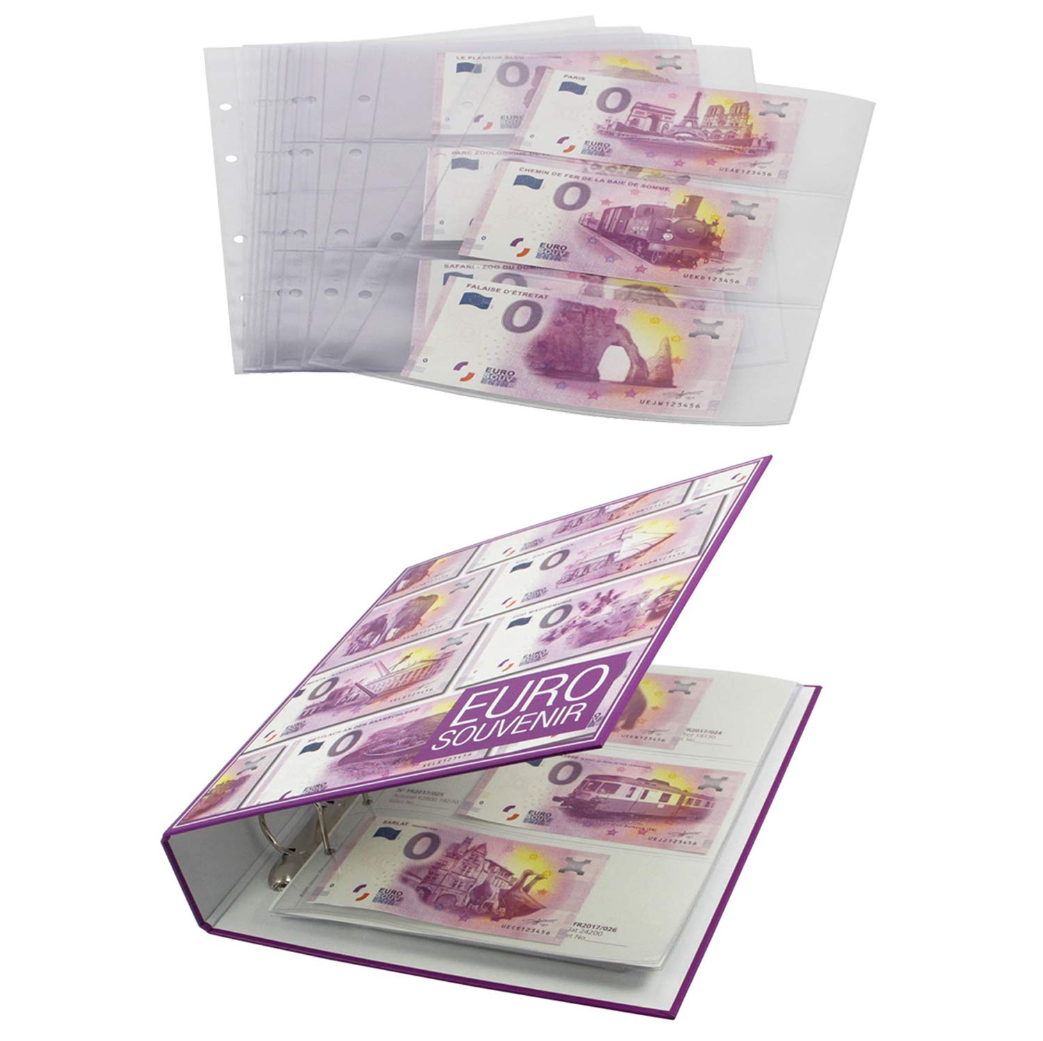 SAFE 3104 classeur a billets de 0 euros (souvenirs) 2020 avec 53 feuilles transparentes | album billet de collection 0 eur I Contenu en allemand
