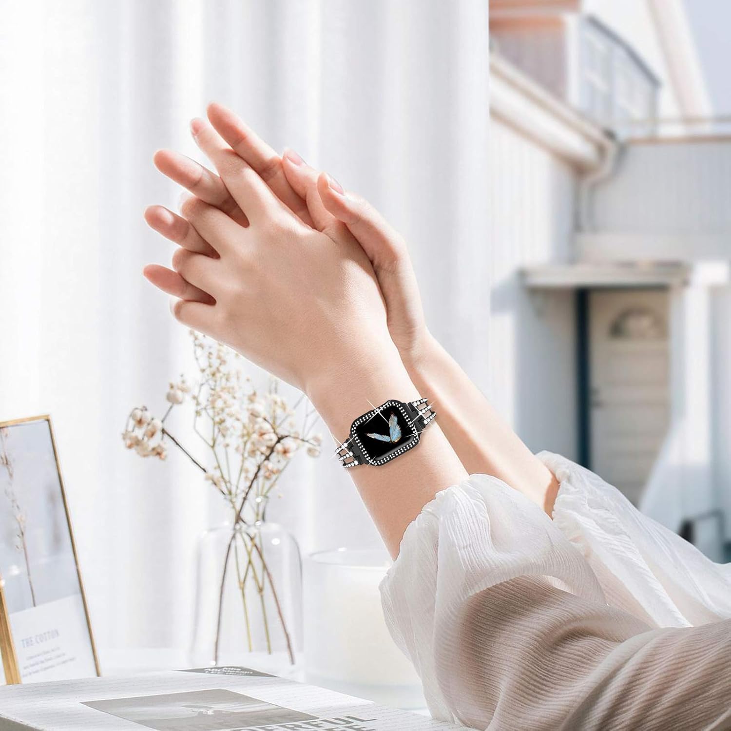 Suреr Sаlе 🛒 Joyozy Bands Compatible With Apple Watch Band 38mm, Bling Dressy Women Jewelry Bracelet Stainless Steel Strap & Rhinestone Bumper Case for Iwatch Series 3/2/1 Women (Black, 38MM) Amаzоn Crаzу 🔥 Dеаlѕ Joyozy Bands Compatible With Apple Watch Band 38mm, Bling Dressy Women Jewelry Bracelet Stainless Steel Strap & Rhinestone Bumper Case for Iwatch Series 3/2/1 Women (Black, 38MM)