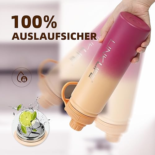 Miniatura 4 de Botella de agua aislada, botella de doble pared de 12 onzas para bebidas frías y calientes, botellas de agua de viaje de acero inoxidable a prueba