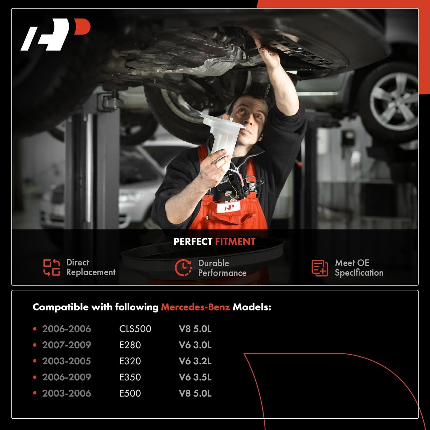 A-Premium Rear Fuel Filter Assembly Compatible with Mercedes-Benz E280, E320, E350, E500, CLS500, 2003 2004 2005 2006 2007 2008 2009, 3.0L 3.2L 3.5L 5.0L, Gas