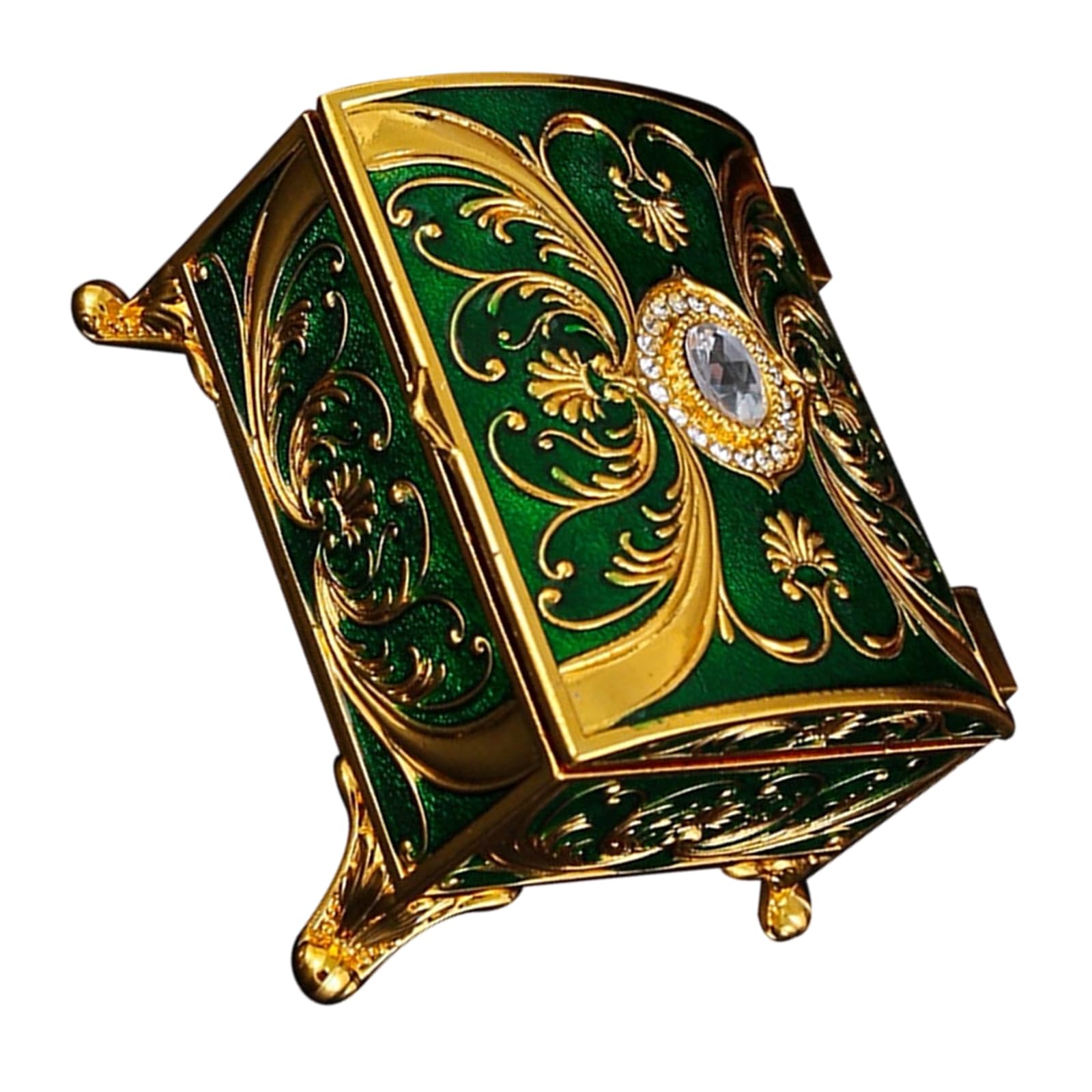 Kaeltsyn Sturdy Alloy Jewelry Storage Box Featuring Enameled Floral Pattern Old Jewelry Storage
