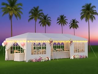 2025 Upgraded 10x30 Party Tent, Heavy Duty Outdoor Tents for Parties, Wedding, Event, Large Canopy Tent with Walls, White Big Party Tents for Backyard, Garden, Waterproof, 8 Sidewalls