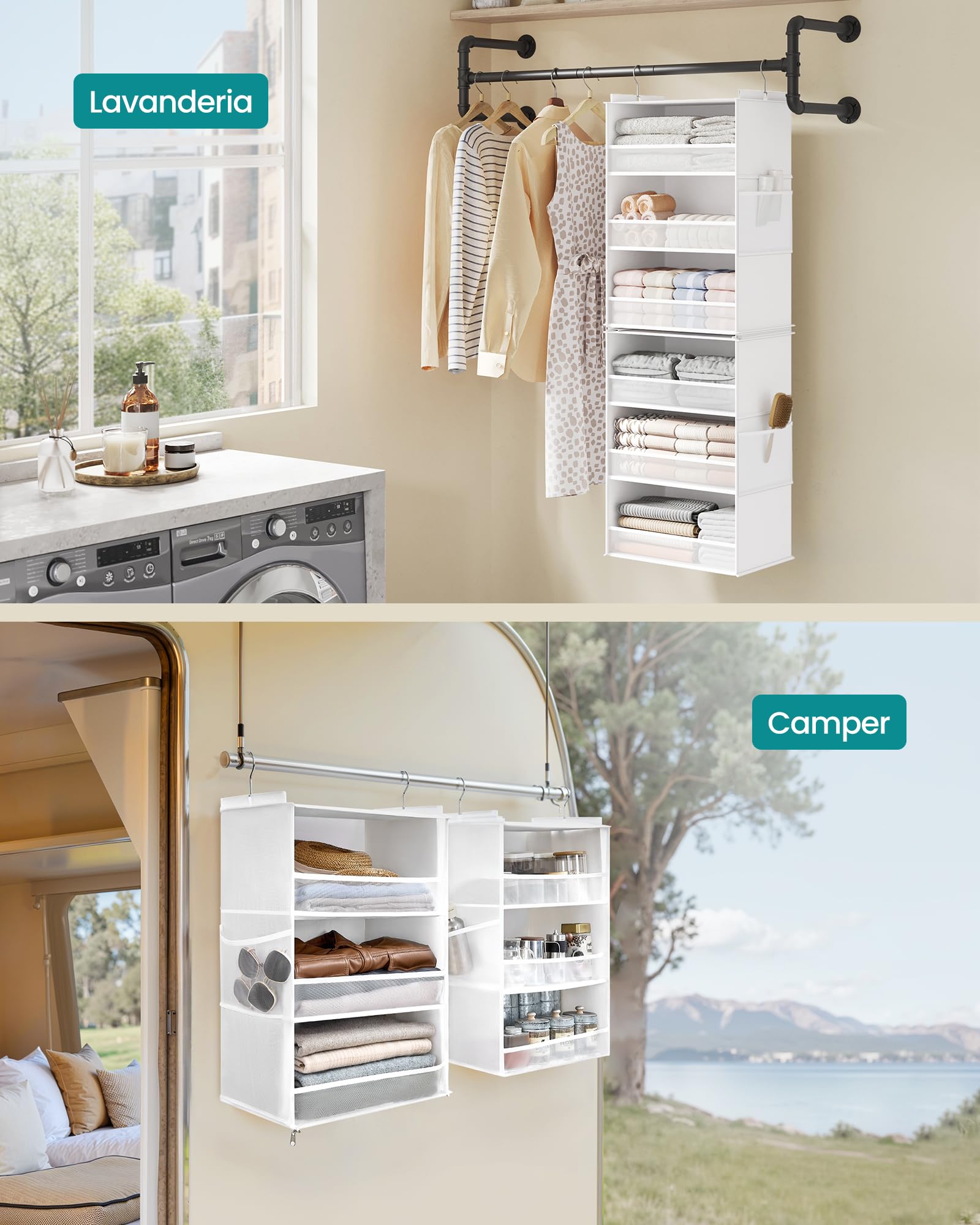 Auryntera Organizer da appendere per armadio, 4 ripiani, con