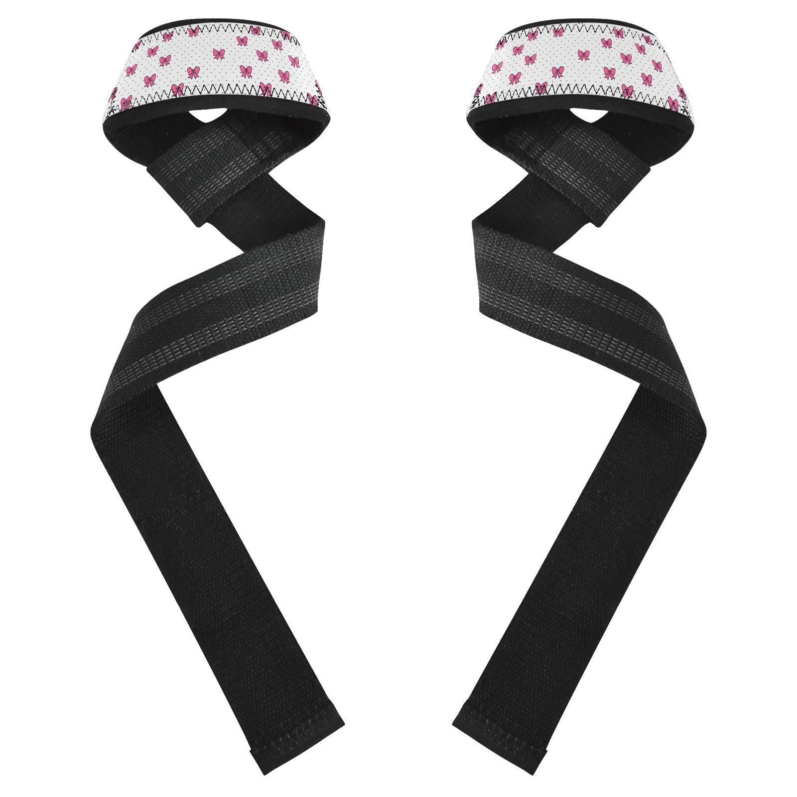 STAYTOP Cute Bow Wrist Straps for Weightlifting,Lifting Straps with Neoprene Cushioned Wrist Padded and Anti-Skid Silicone for Strength Training,Bodybuilding,Deadlifting