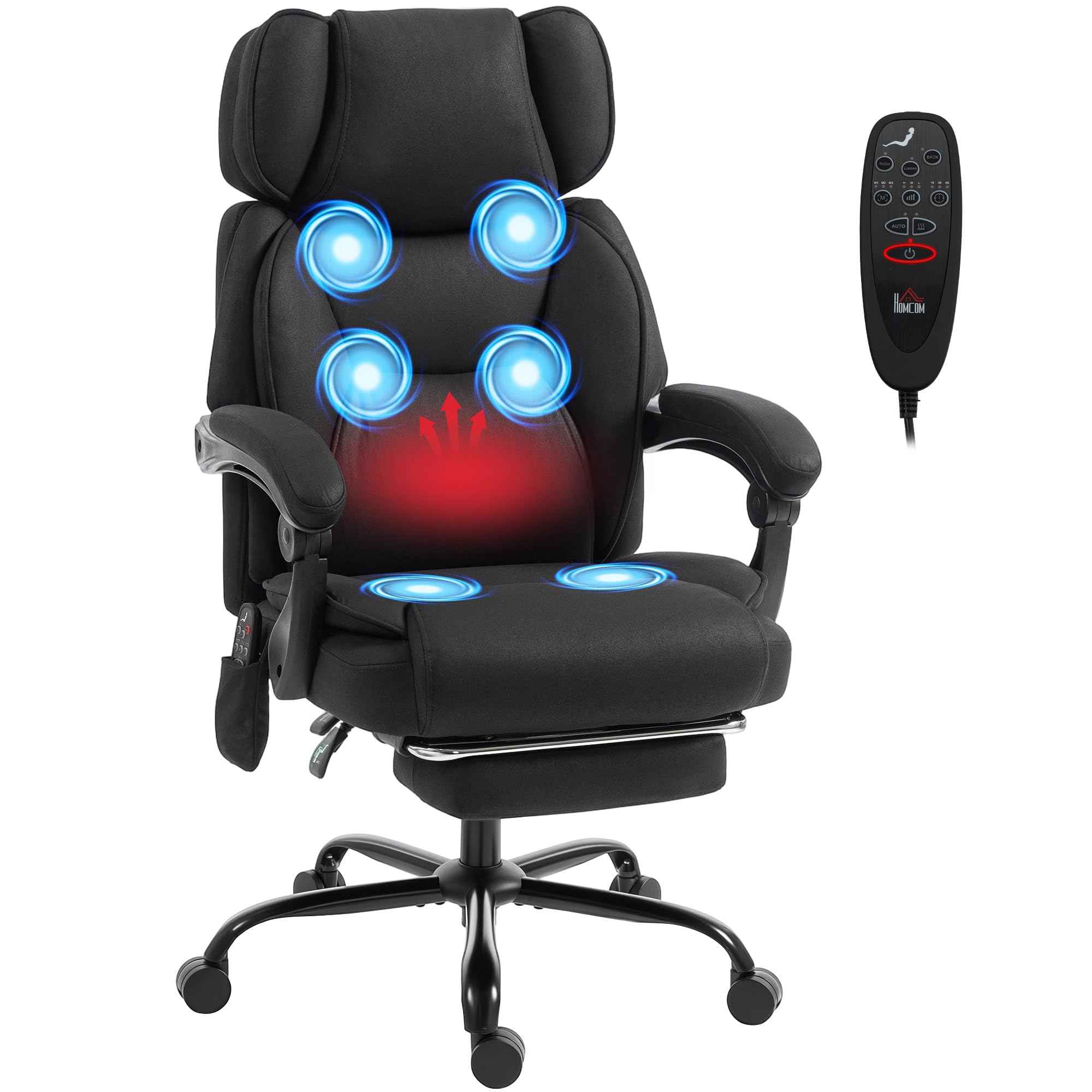 HOMCOM Office Chair Computer Desk Chair, Black