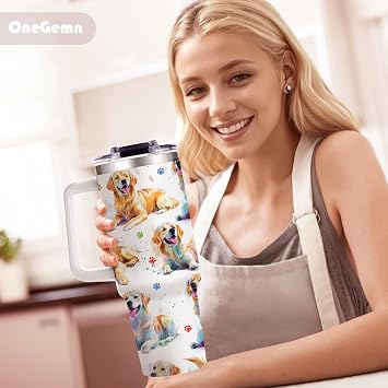 Golden Retriever Gifts for Dog Lovers,40oz Travel Tumbler Gifts for Women - Dog Mom Gift for Dogs Lovers for Mothers Day , Golden Retriever Dogs Gift for Her Birthday, Christmas Thank you Present