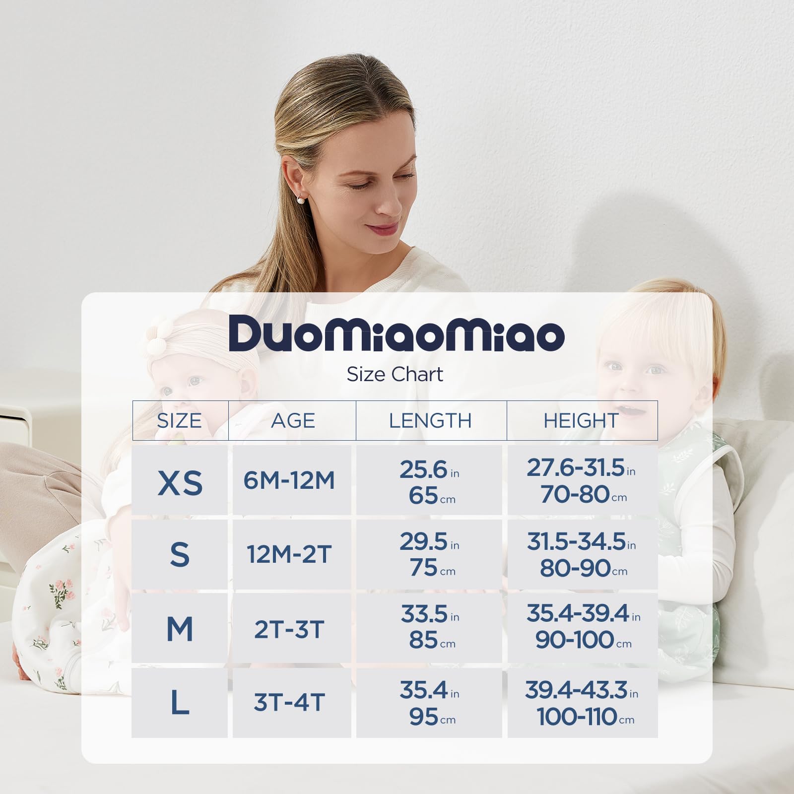 Duomiaomiao 2.5 TOG Sacco a pelo con piedi invernale,100% cotone,Sacco nanna per Bambini(Foglie verdi/3-4 anni)