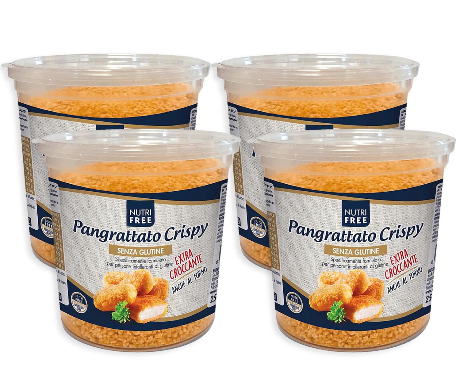4X Nutri Free Pangrattato Crispy Ideale per Impanature Extra Croccanti (Senza Glutine - Gluten Free) 250g
