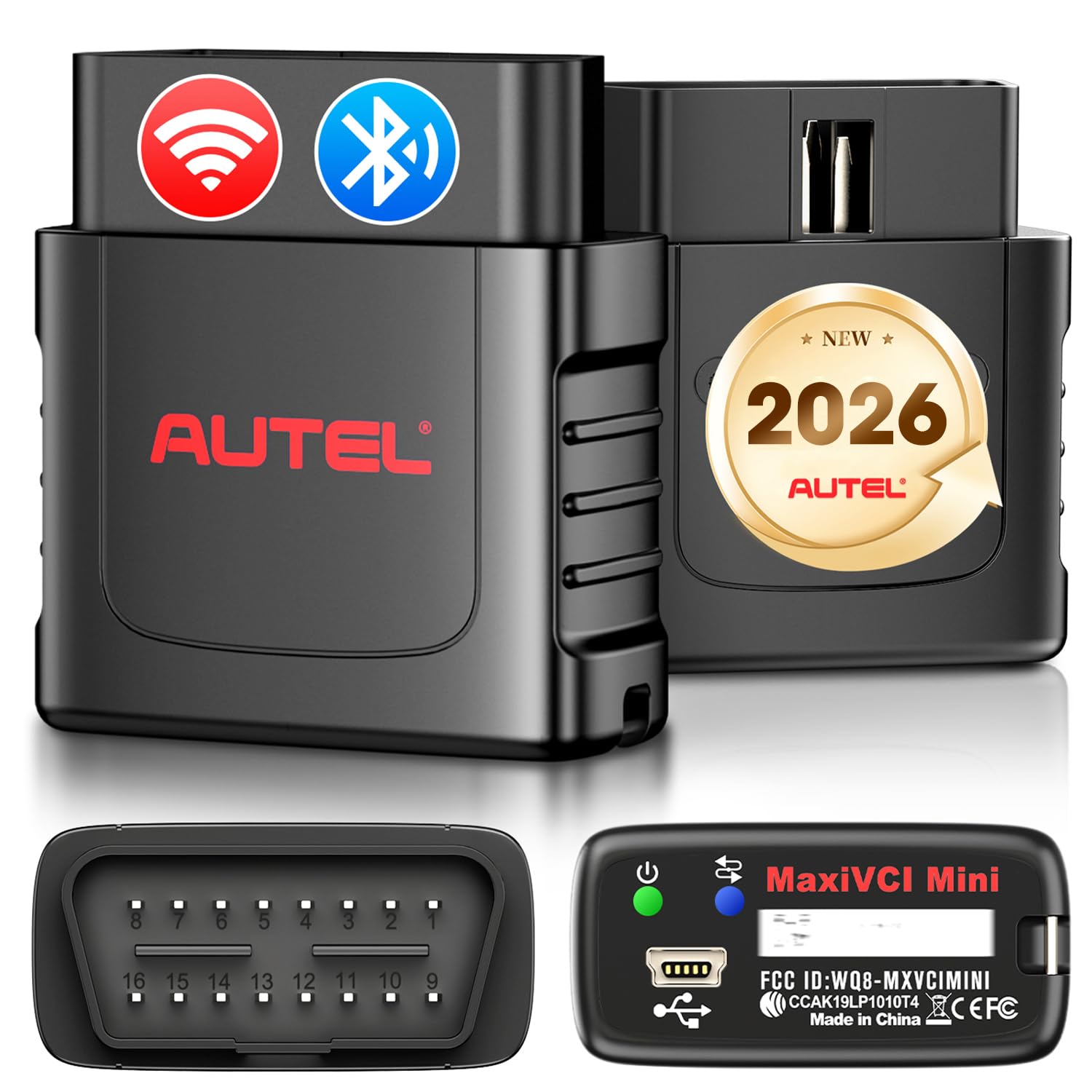 MaxiSys MaxiVCI VCI Mini Bluetooth Diagnostic Interface, 2026 Vehicle Wireless Dongle, Work with Autel Scanner MaxiCOM MK808BT PRO MK808Z-BT MP808BT Pro MK808S-TS MX808S-TS MP808S-TS MK808TS