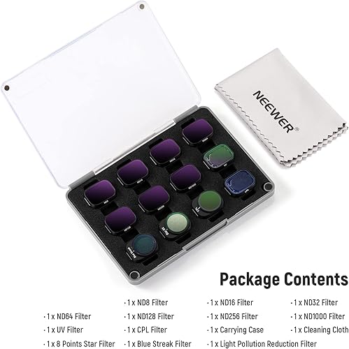 Miniatura 9 de NEEWER Filtros de efectos y filtros ND compatibles con DJI Mini 3Mini 3 Pro 12 en 1 incluye ND8163264128256ND1000UVCPLBlue Streak