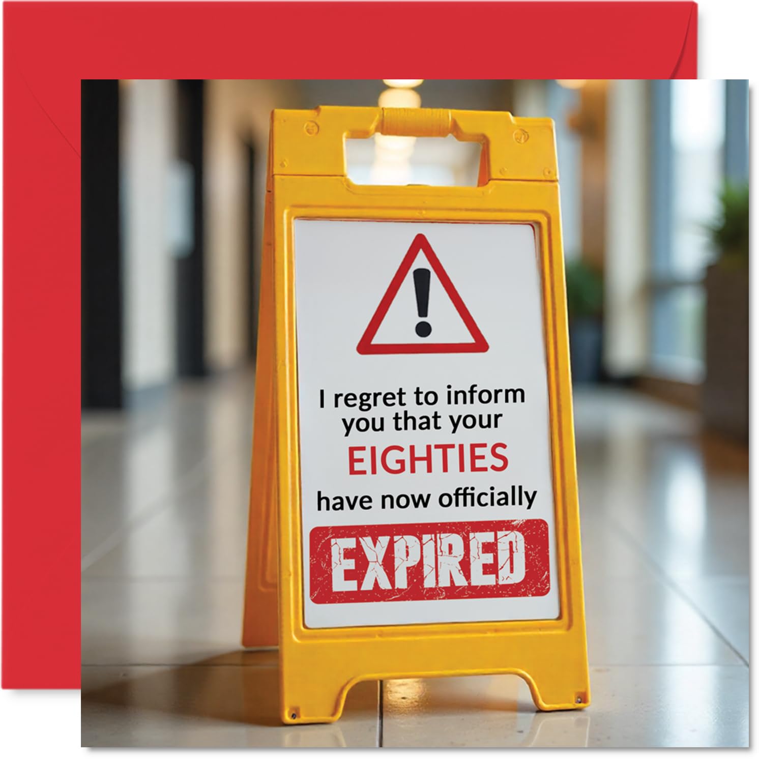 Funny 90th Birthday Cards for Men Women - Your Eighties Have Expired - Happy Birthday Card for Him Her Great Grandad Grandpa Grandma Granny, 145mm x 145mm Banter Joke Humour Bday Greeting Cards Gift