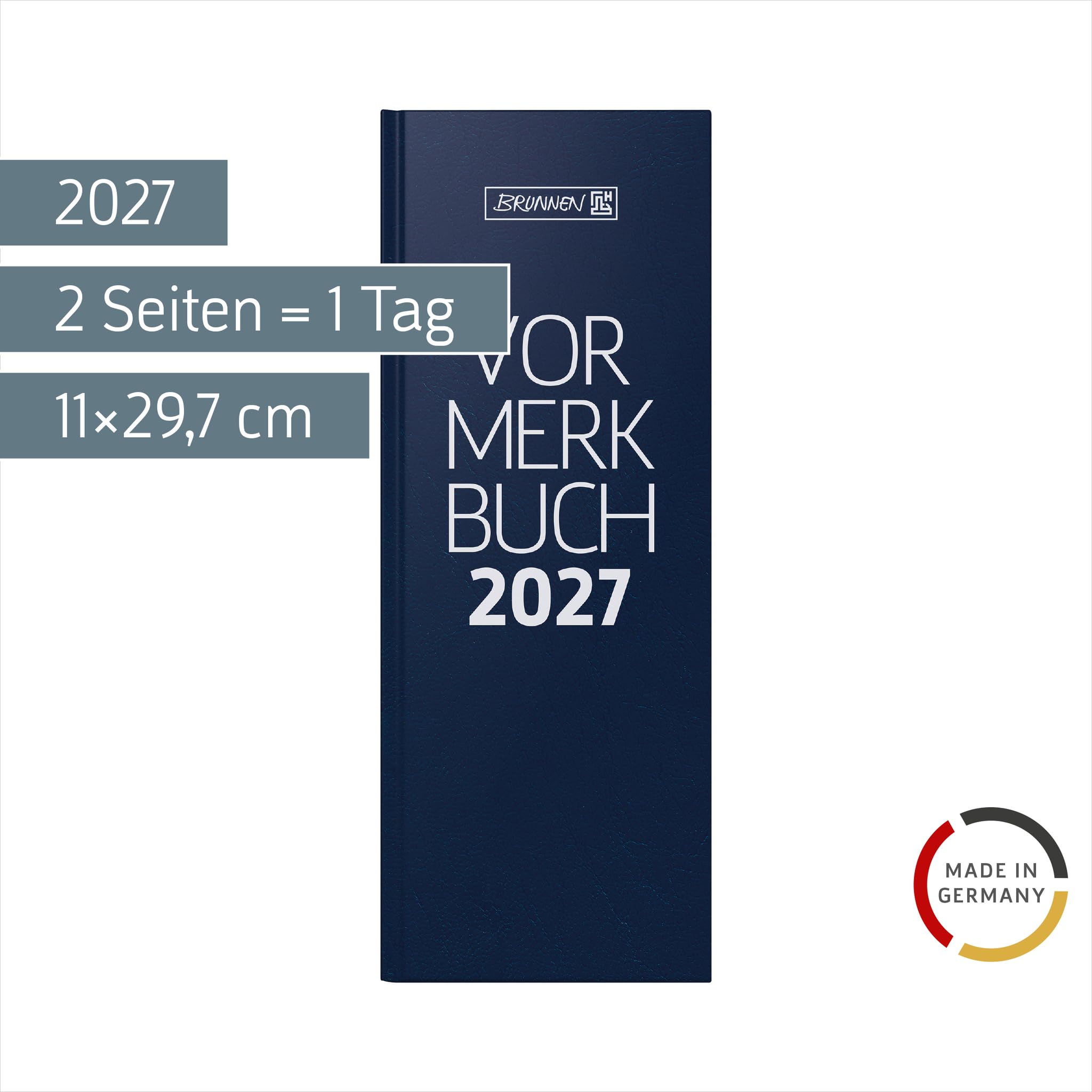 BRUNNEN Carnet de notes modèle 786 2027, 110 x 297 mm, en plastique, bleu