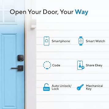 ULTRALOQ U-Bolt Smart Lock with Handle Set, 5-in-1 Keyless Entry Door Lock with App Control, Keypad Deadbolt, Auto Unlock, Auto Lock, Smart Door Lock, Smart Locks for Front Door, Smart Deadbolt, Black