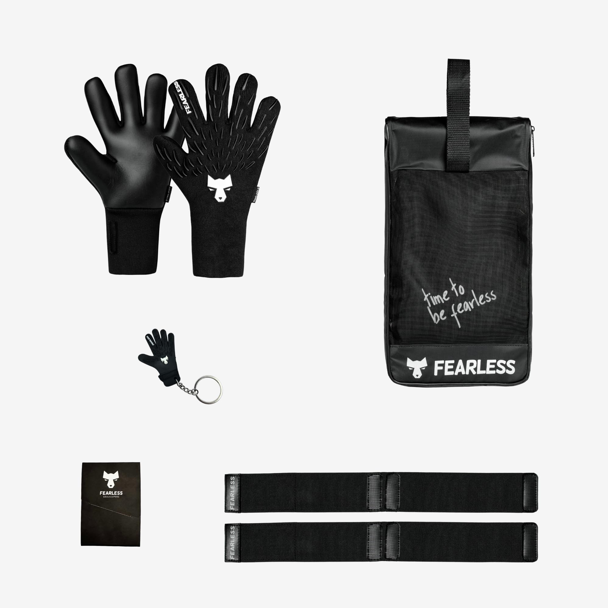 Wolf Pro+ Onyx - Guanti da portiere uomo e bambino - Guanti portiere con lattice tedesco - Presa antiscivolo - Taglio negativo - Sensazione seconda pelle
