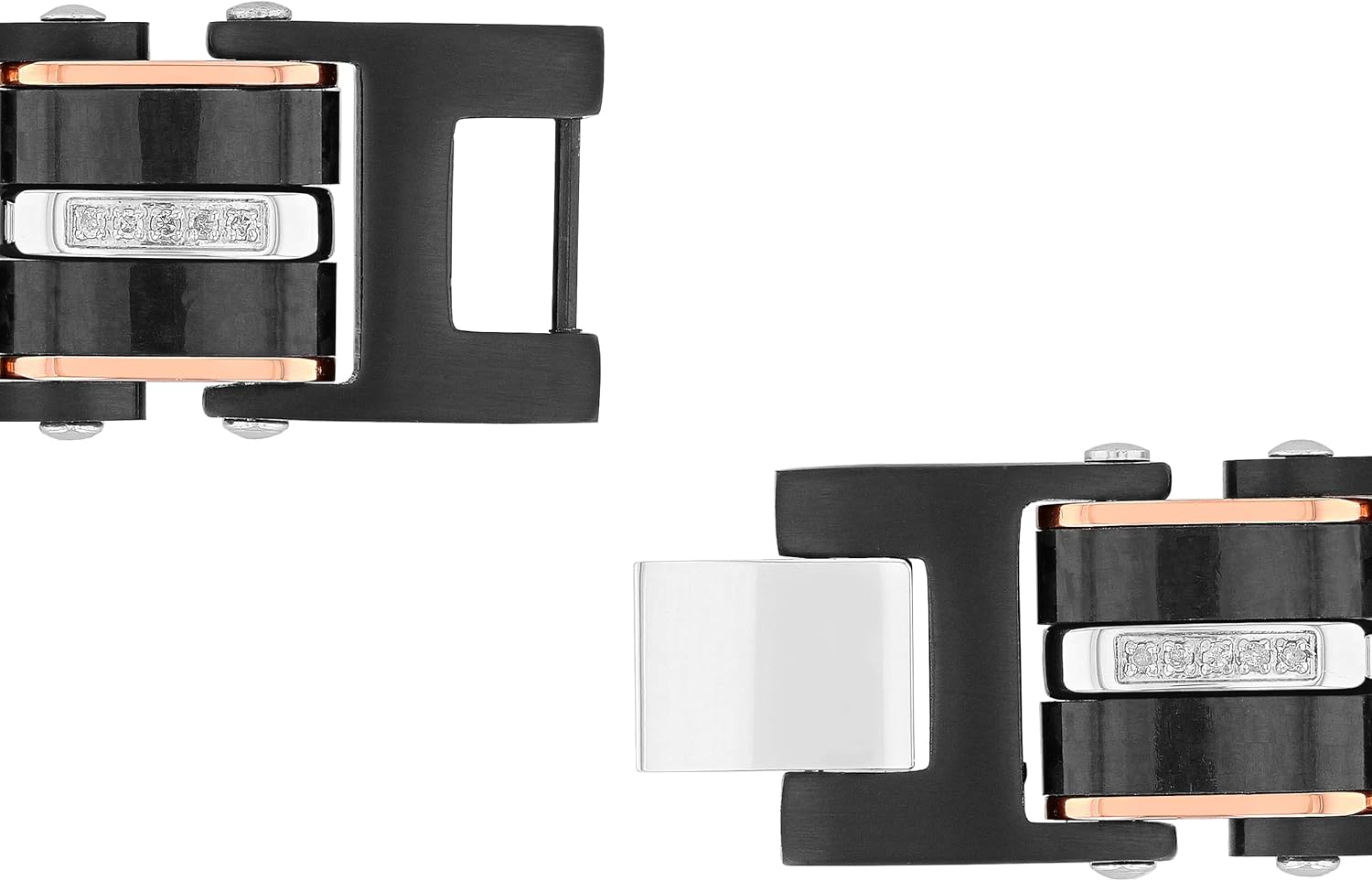 Men's Link 0.33 CTTW Diamond and Stainless Steel with Black & Rose Finish 8.5 Inches Bracelet - Image 5