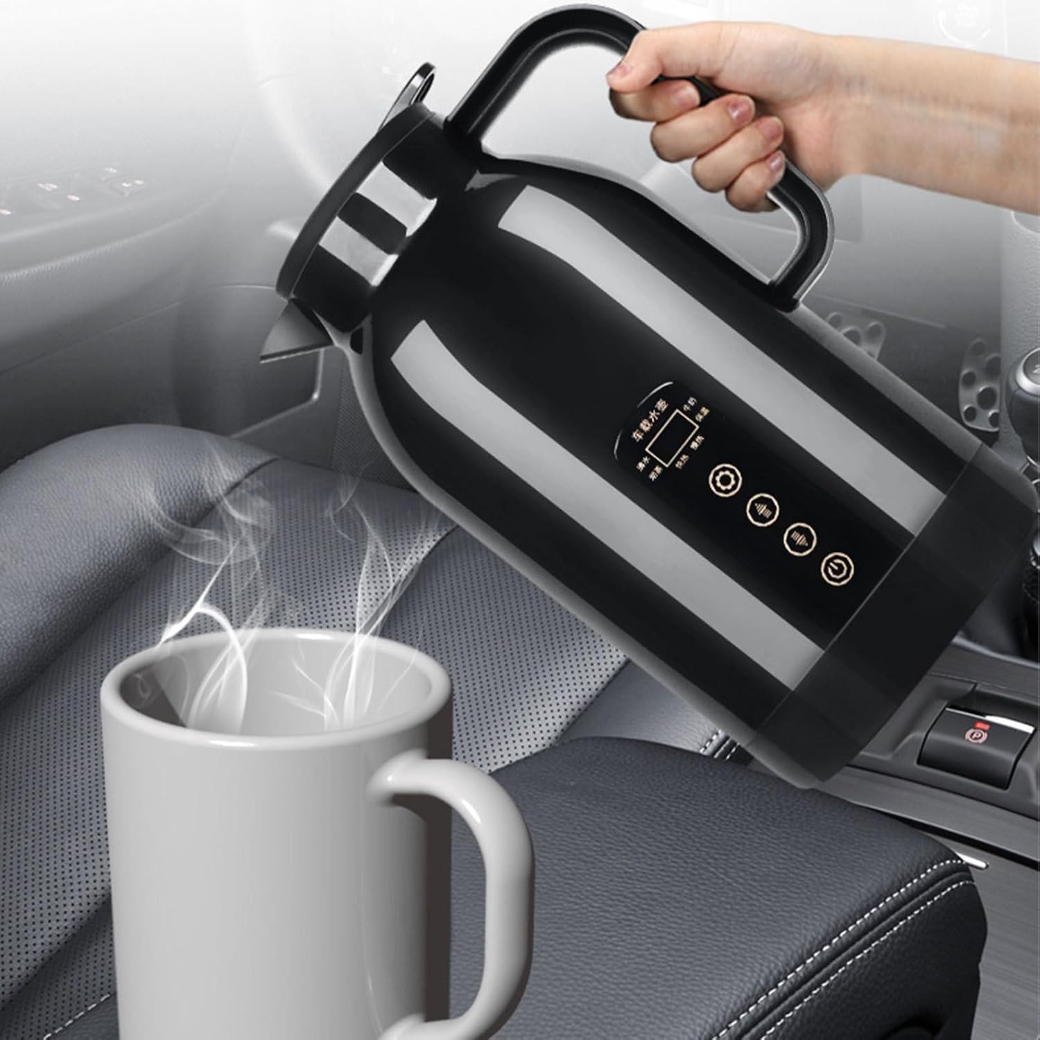 Car Electric Kettle - LED Temperature Display | Electric Kettle Car Water Boiler - for Travel Commuting Family Outing Tea Coffee Milk Instant Noodles