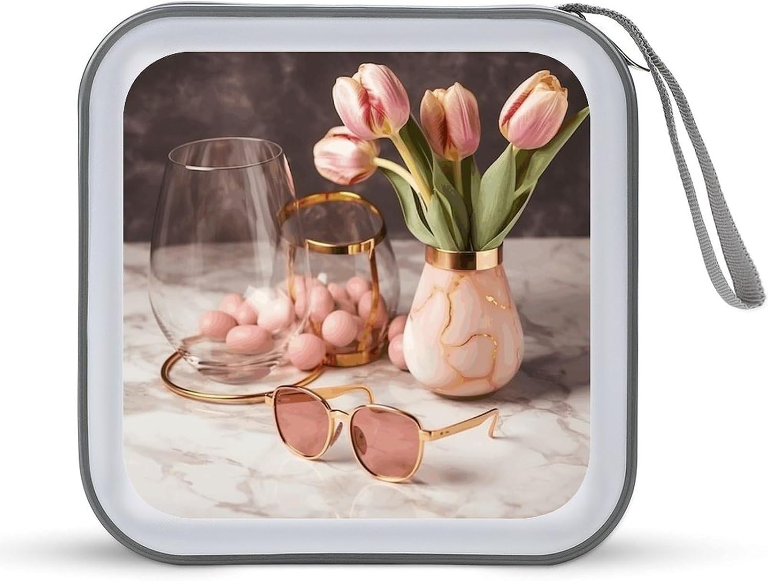 Glasses on Table CD Case CD Storage Box DVD Sleeves