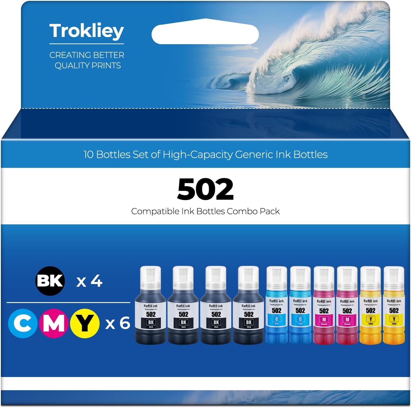 502 Ink Refill Bottles for ET series printers (10 pack)