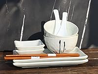 Vista 7 de Ebros Gift Juego de 10 piezas de vajilla japonesa Zen para sushi, caligrafía de plumas antiguas, estilo Enzo, para dos pares de platos de sushi