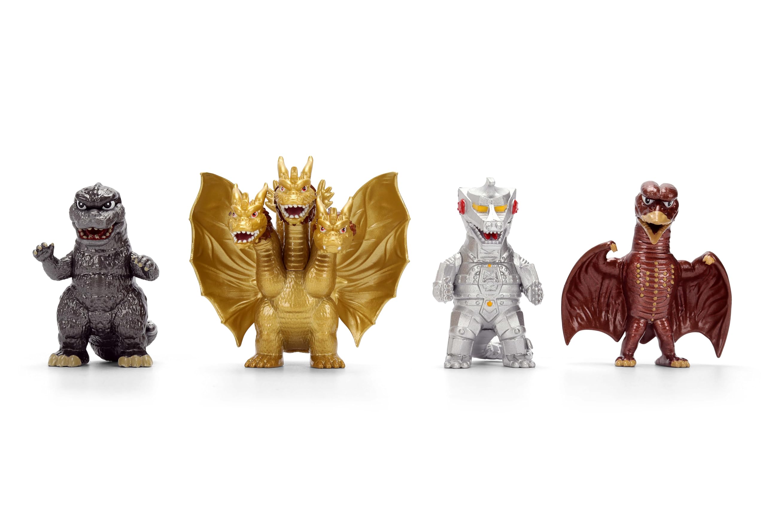 Jada Godzilla Metalfigs 4er-Pack Toho Monsters Sammelfiguren 6,3 cm Maßstab - Godzilla, Mechagodzilla, Ghidorah, Rodan Toys
