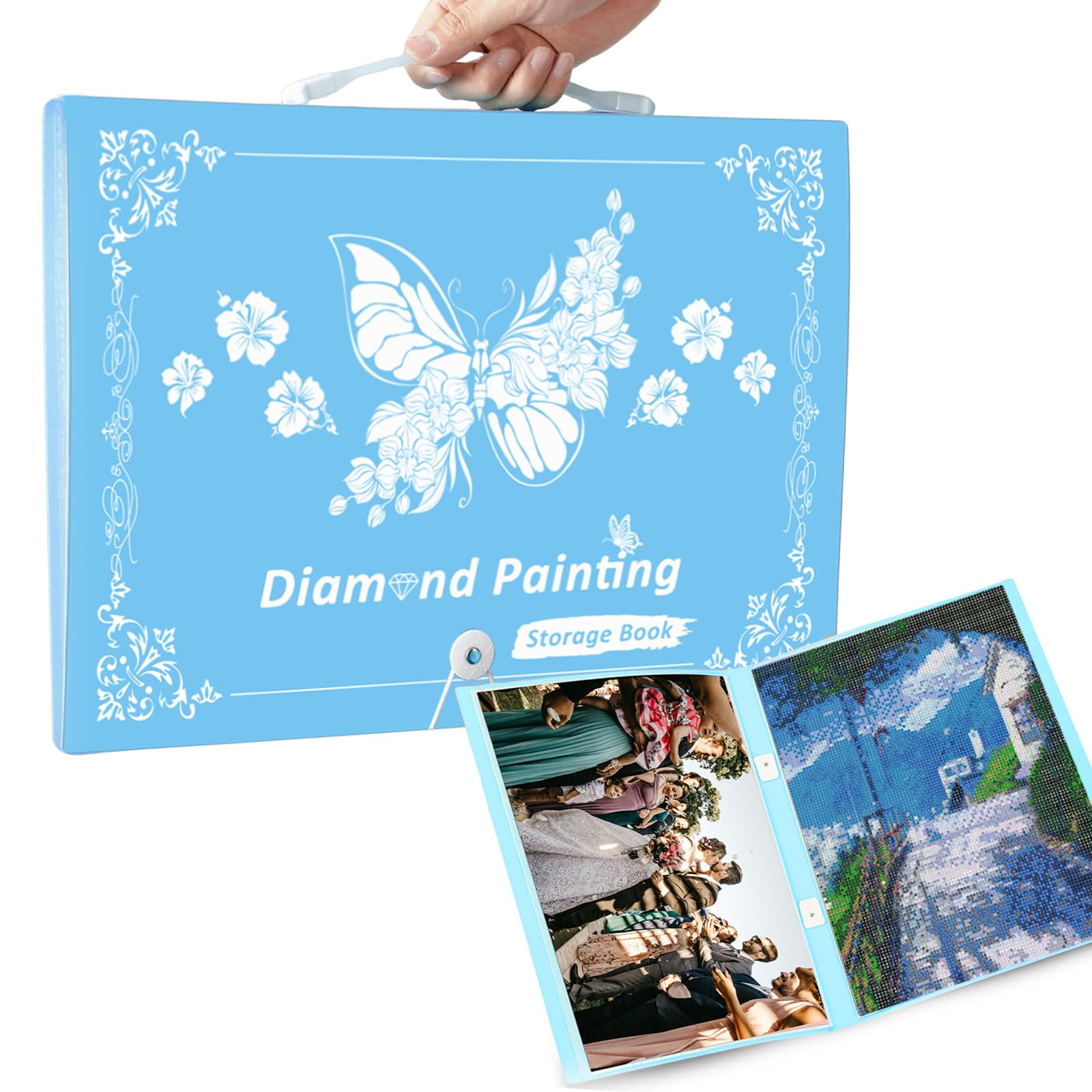 MUFEKUM A3 Handheld Storage Book 30 Pocket for Diamond Painting (Blue)