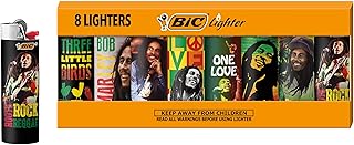 BIC Maxi Pocket Lighter, Special Edition Bob Marley Collection, Assorted Unique Lighter Designs, 8 Count Pack of Lighters