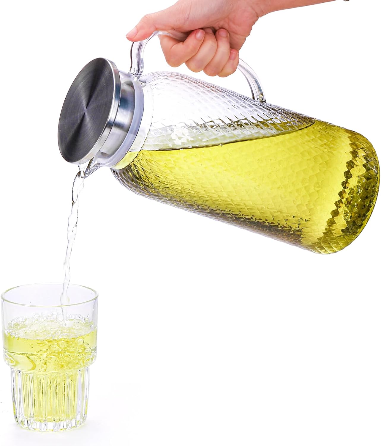 Nicunom 2 Pack Plastic Pitcher 68 Oz, Clear Pitcher with Lid, Water Jug for Fridge, BPA-Free, Ice Tea Pitchers for Juice, Sangria, Lemonade, Milk, Coffee, Cold or Hot Beverages - Image 4