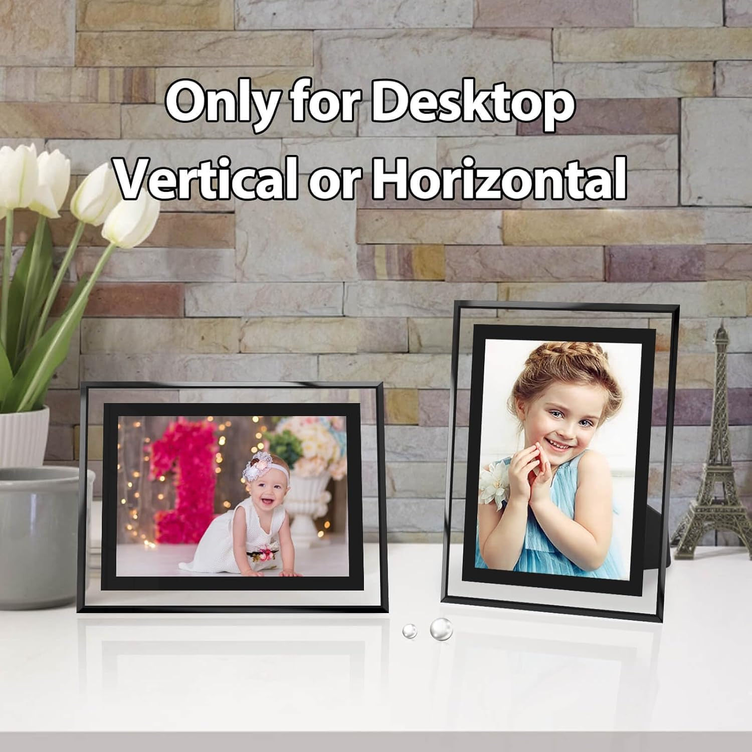 Condition photo showing New/Like New for hikwadery 5x7 picture frames black - set of 4, hd real glass 5 by 7 photo frame for tabletop display, wedding birthday mothers day gifts (5 x 7, black) 5x7 (4 pack) black