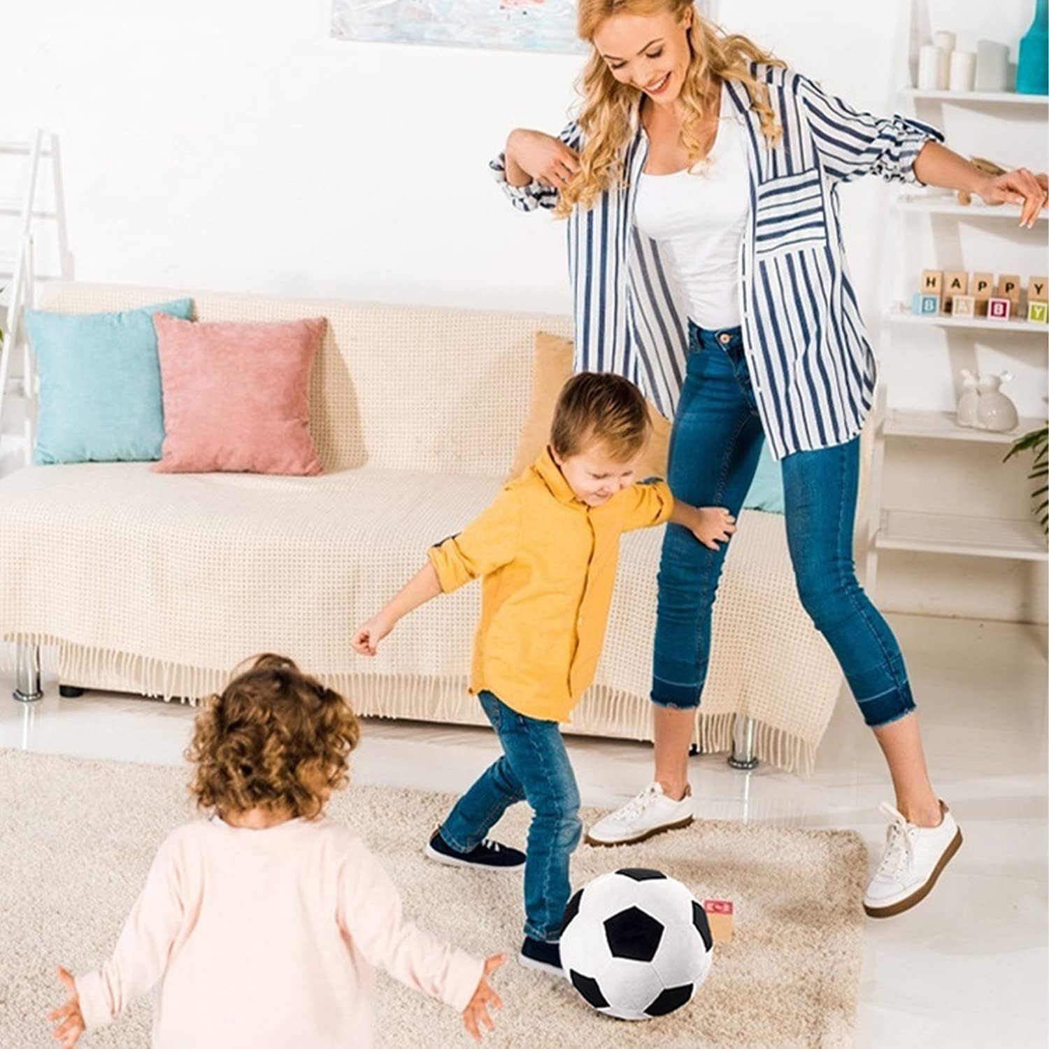 Plush Soccer Ball, 11.8" Soft Soccer Stuffed Toy Soccerball Throw Pillow Fluffy Football Plushies Toy Sport Gift for Boy & Girls Chrismas Decor - Image 6