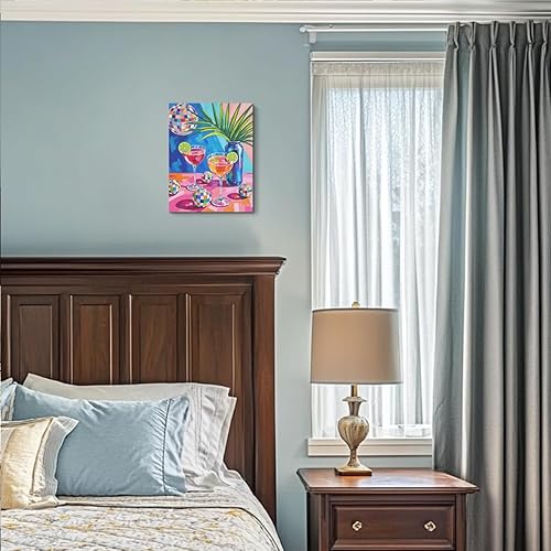 Miniatura 4 de Arte de pared con estampado de discoteca y cóctel, diseño de bola de discoteca retro, lienzo enmarcado para decoración de carrito de bar, sala de